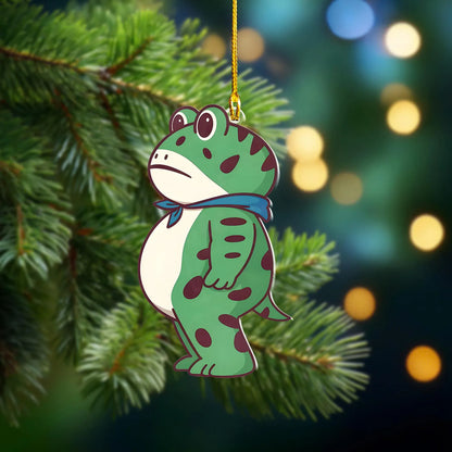 Portland protest frog embroidered holiday ornament