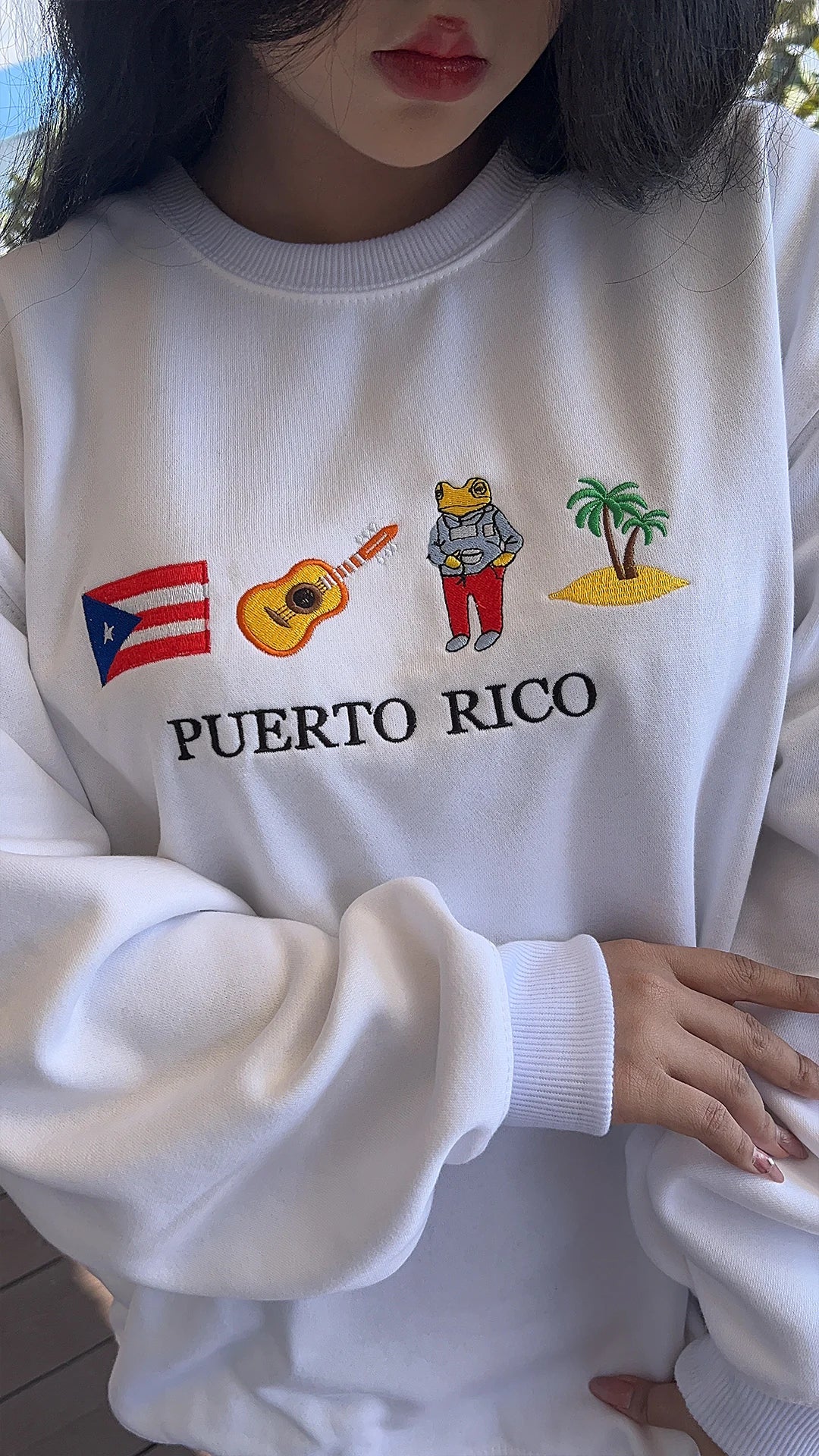 Puerto Rican pride sweatshirt with detailed embroidery