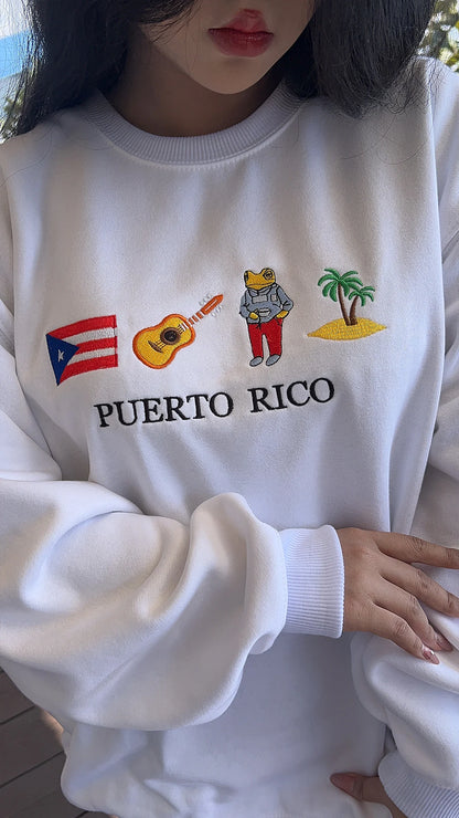 Puerto Rican pride sweatshirt with detailed embroidery