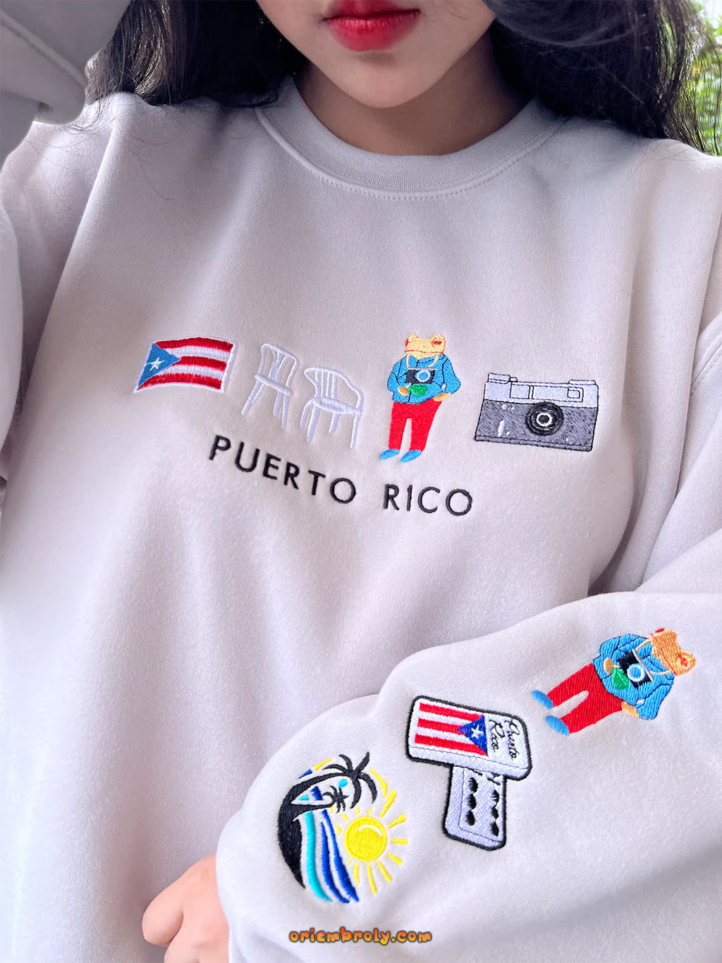 Puerto Rico Embroidered Crewneck | Custom Hoodie & Sweatshirt | Personalized Puerto Rico Shirt Gift