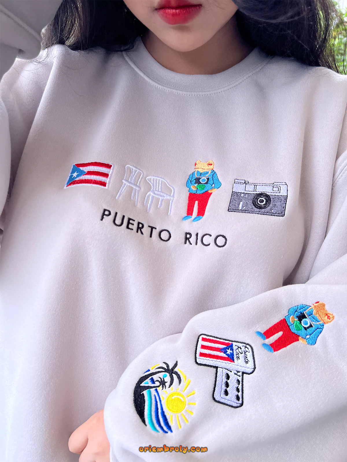 Puerto Rico Embroidered Crewneck | Custom Hoodie & Sweatshirt | Personalized Puerto Rico Shirt Gift