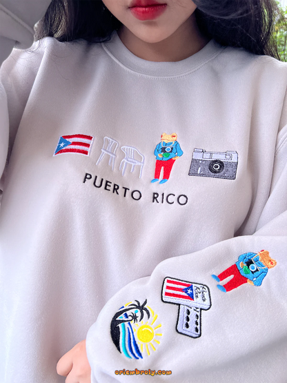 Puerto Rico Embroidered Crewneck | Custom Hoodie & Sweatshirt | Personalized Puerto Rico Shirt Gift