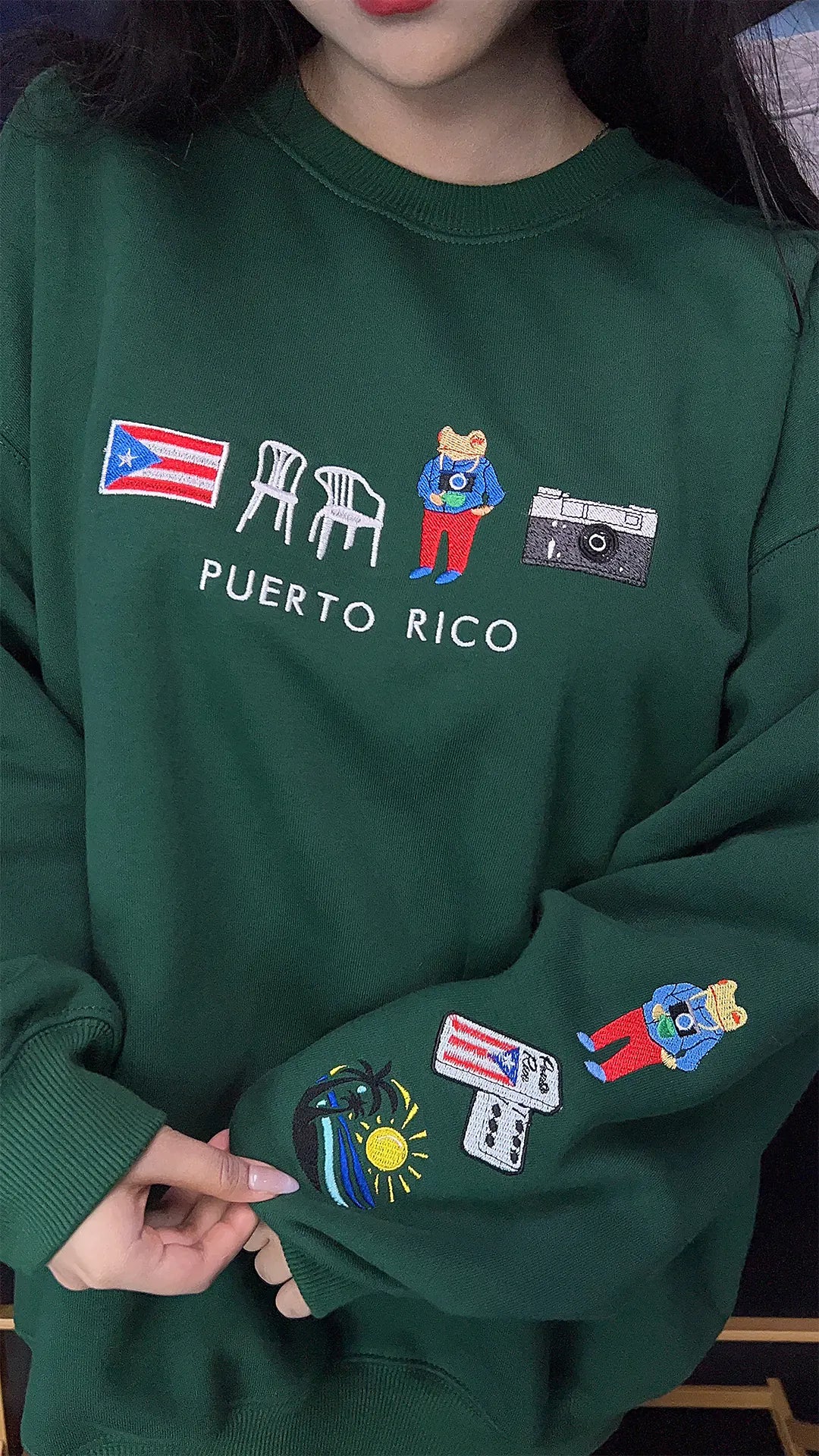 Puerto Rico embroidered hoodie and crewneck casual wear