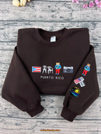 Puerto Rico Embroidered Crewneck | Custom Hoodie & Sweatshirt | Personalized Puerto Rico Shirt Gift