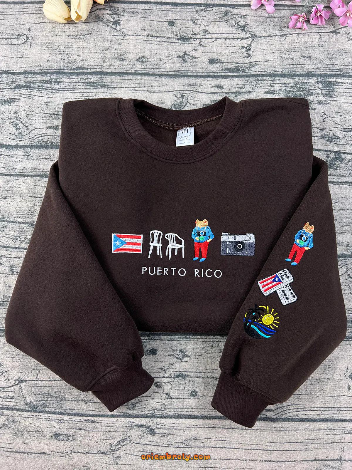 Puerto Rico Embroidered Crewneck | Custom Hoodie & Sweatshirt | Personalized Puerto Rico Shirt Gift