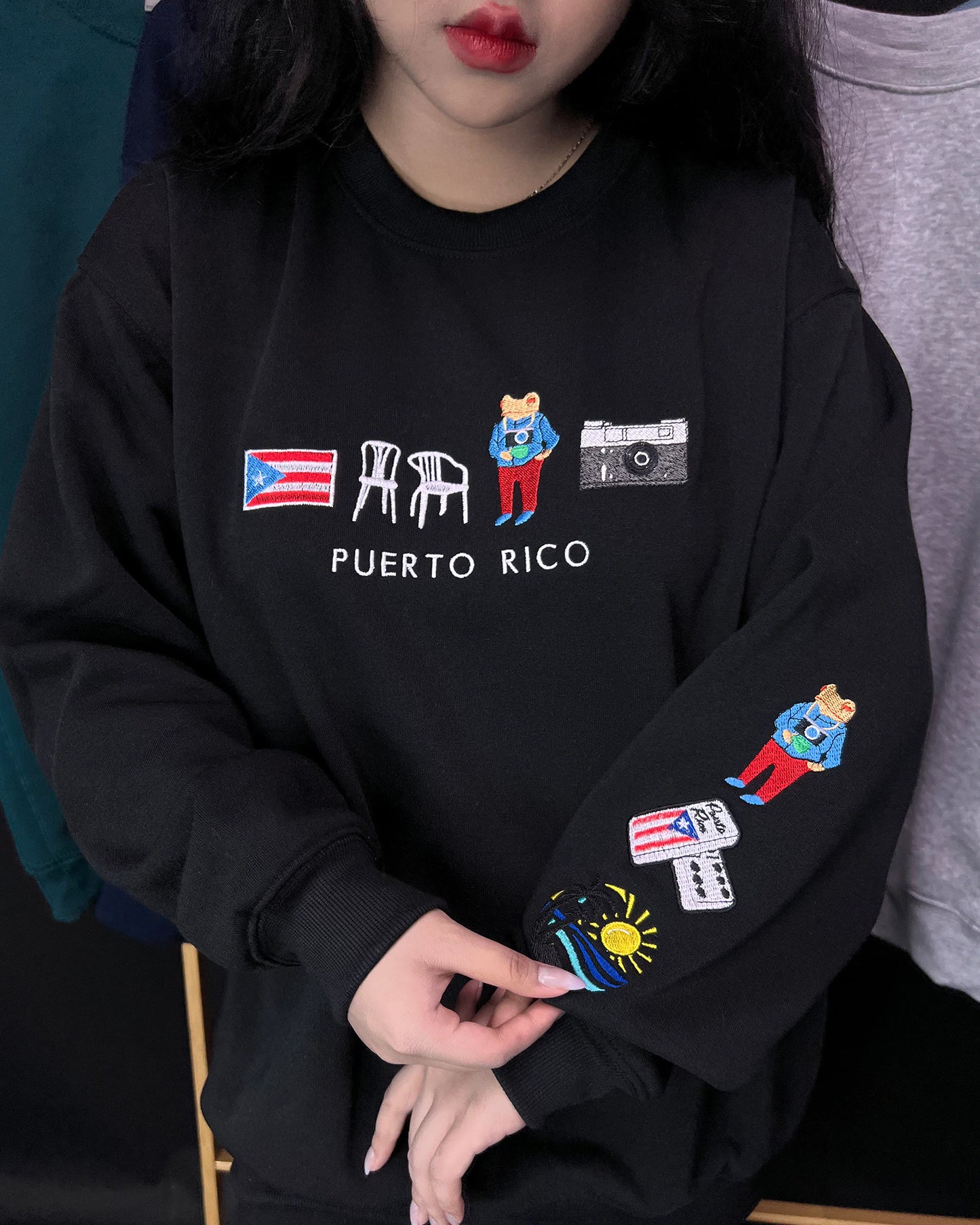 Puerto Rico flag embroidery crewneck travel gift hoodie
