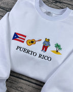 Embroidered Puerto Rico island icons crewneck sweatshirt