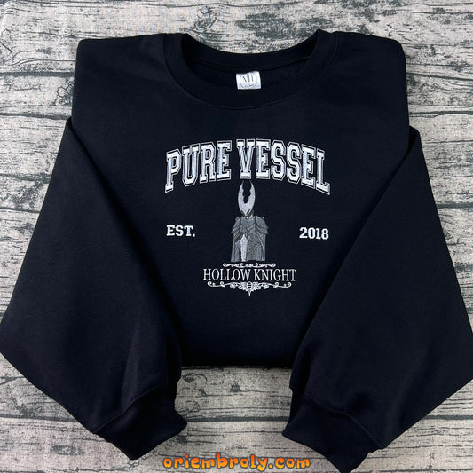 Pure Vessel-inspired embroidered crewneck front view