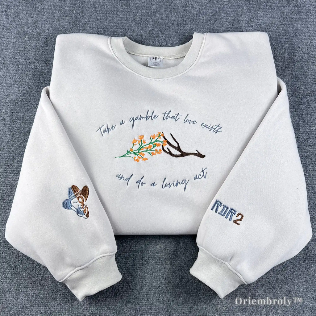 RDR2 embroidered sweatshirt Arthur Morgan quote design