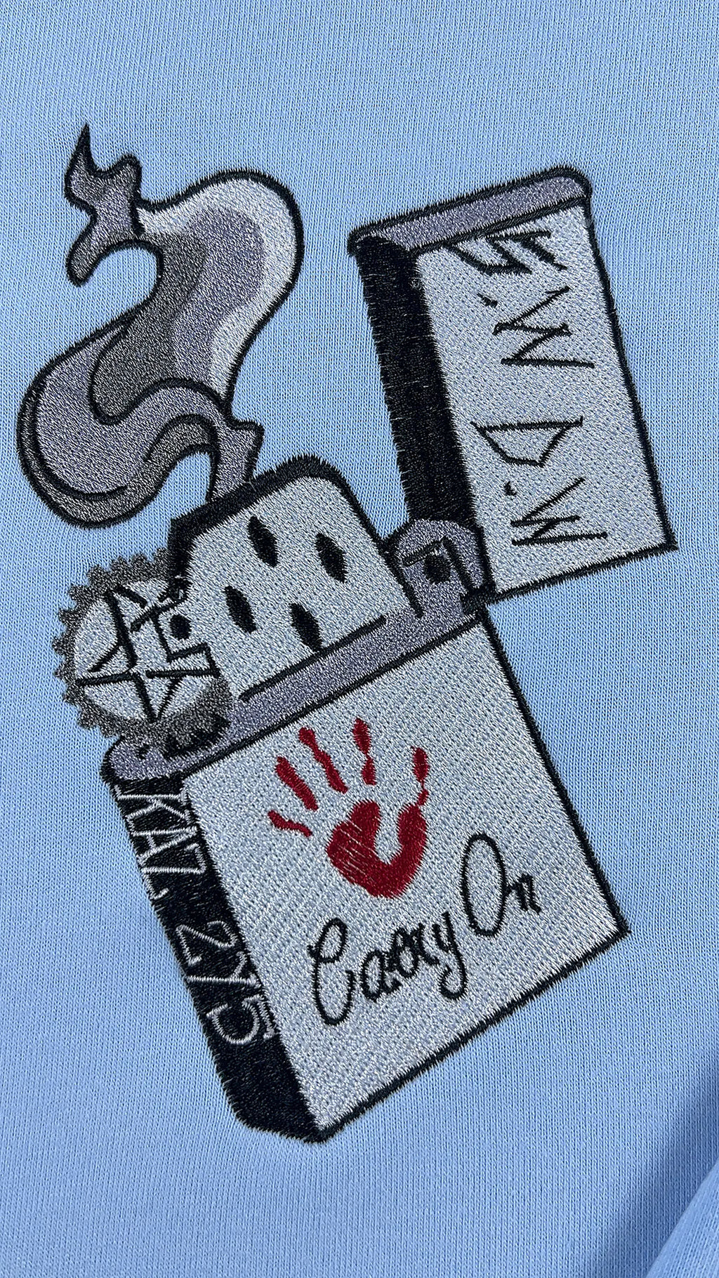 Supernatural fan apparel embroidered bloody hand crewneck
