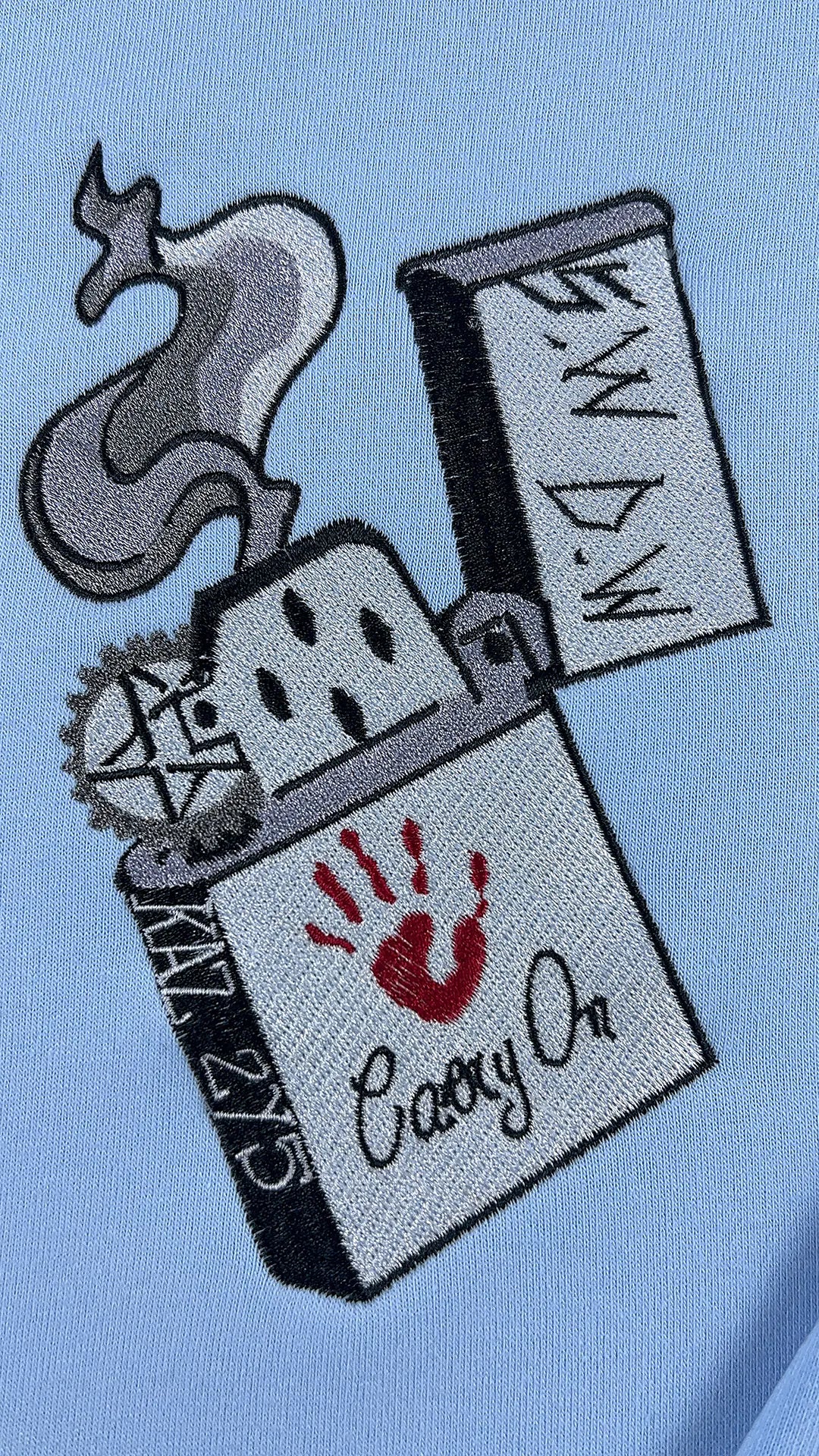 Supernatural fan apparel embroidered bloody hand crewneck