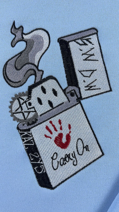 Supernatural fan apparel embroidered bloody hand crewneck