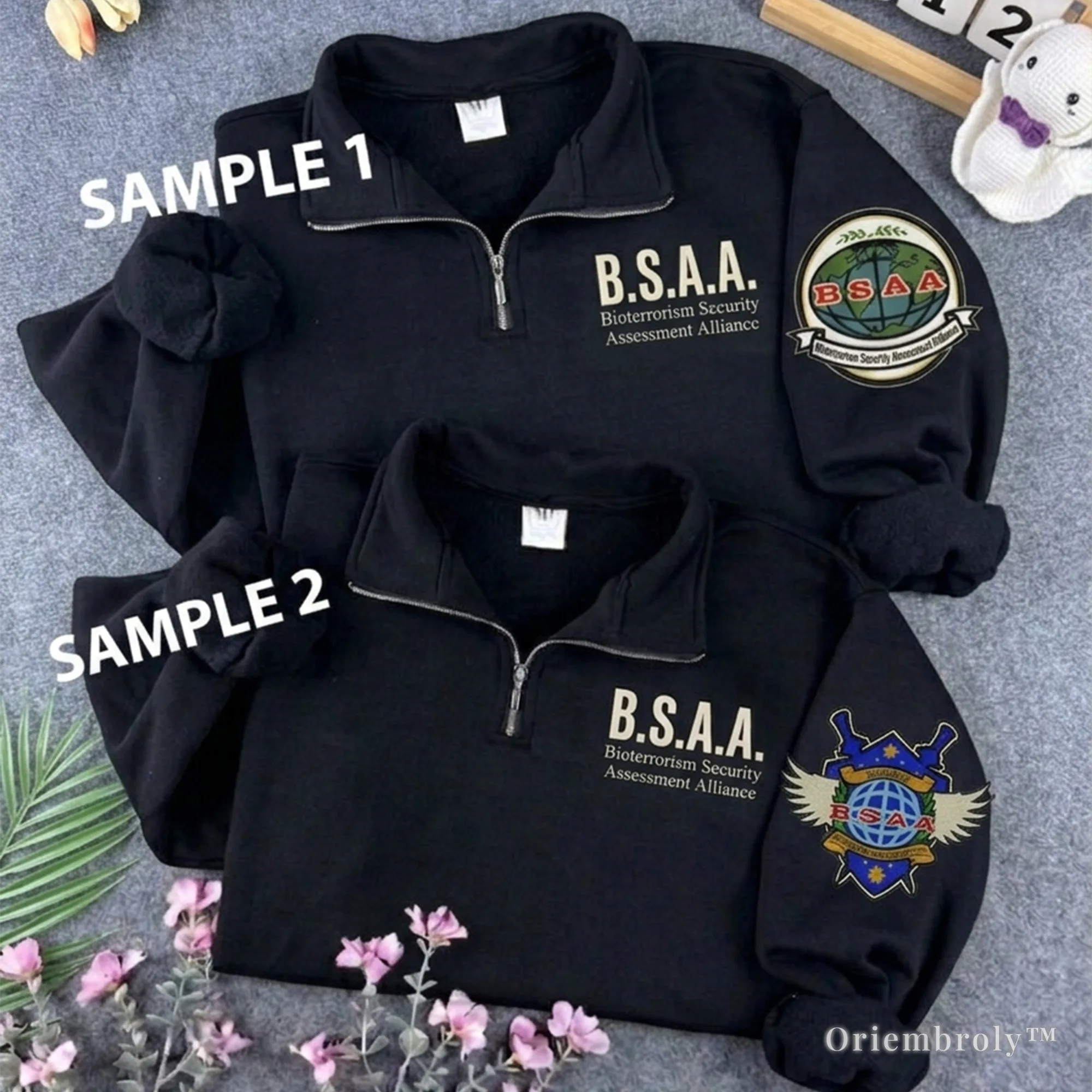 Resident Evil BSAA embroidered quarter zip sweatshirt