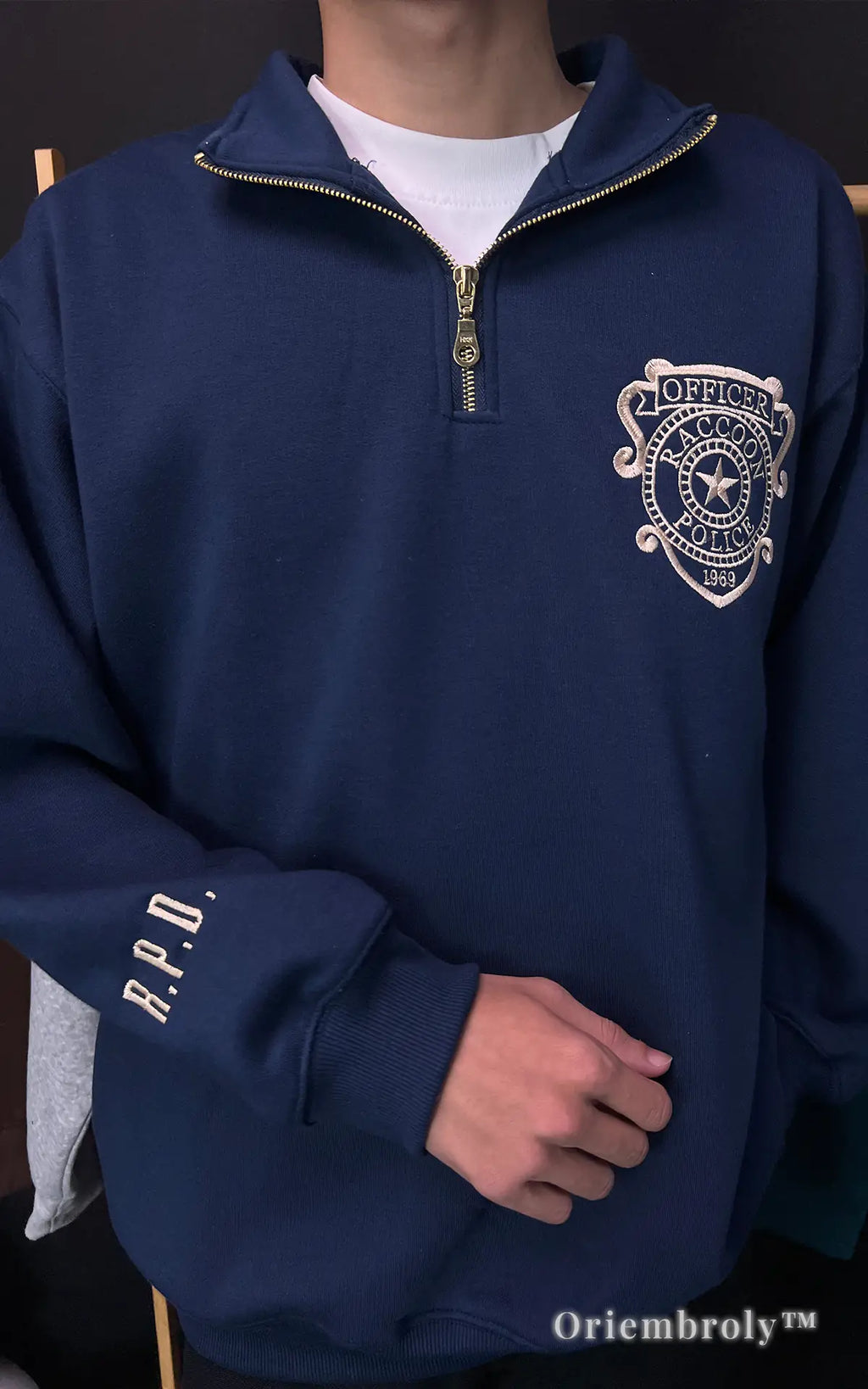Resident Evil quarter zip embroidered sweatshirt gamer outfit
