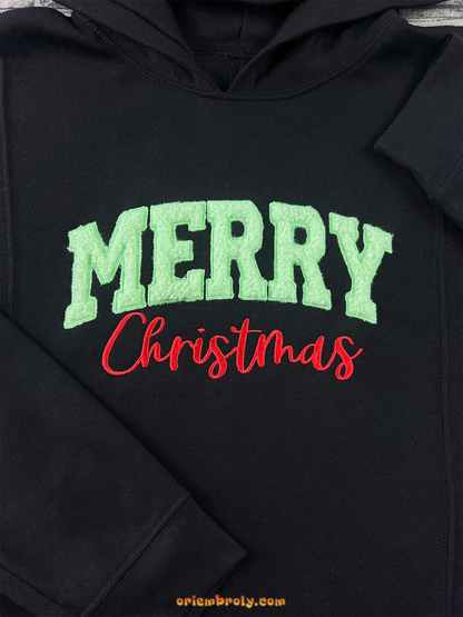 Retro varsity Merry Christmas holiday hoodie