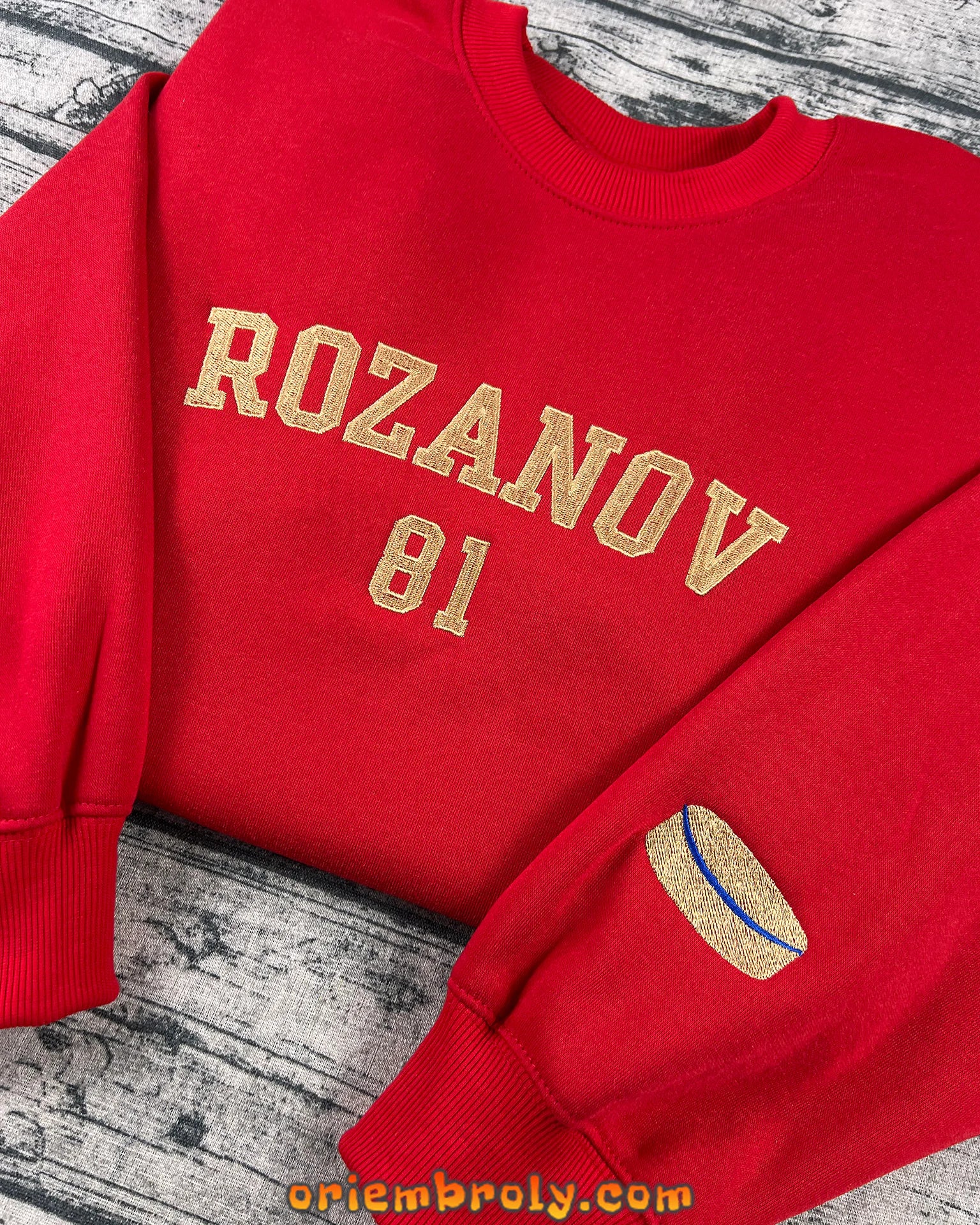 Rozanov 81 hockey embroidered sweatshirt in red