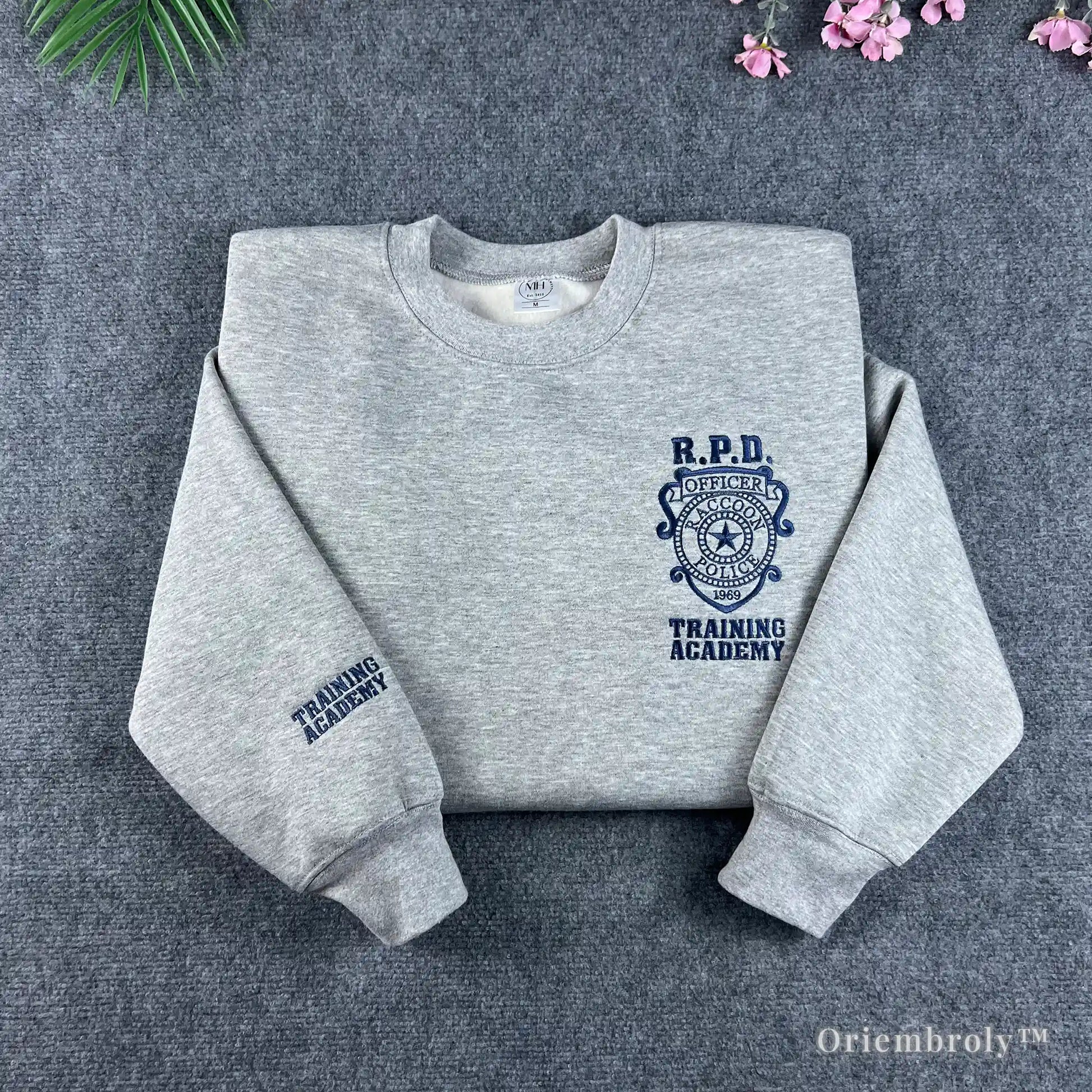rpd style embroidered police academy sweatshirt sport grey
