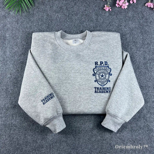 rpd style embroidered police academy sweatshirt sport grey