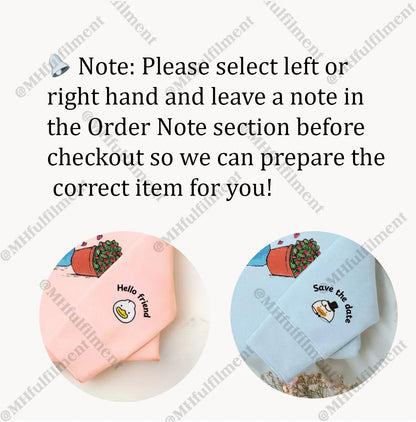 Two small pouches with cartoon designs on a white background