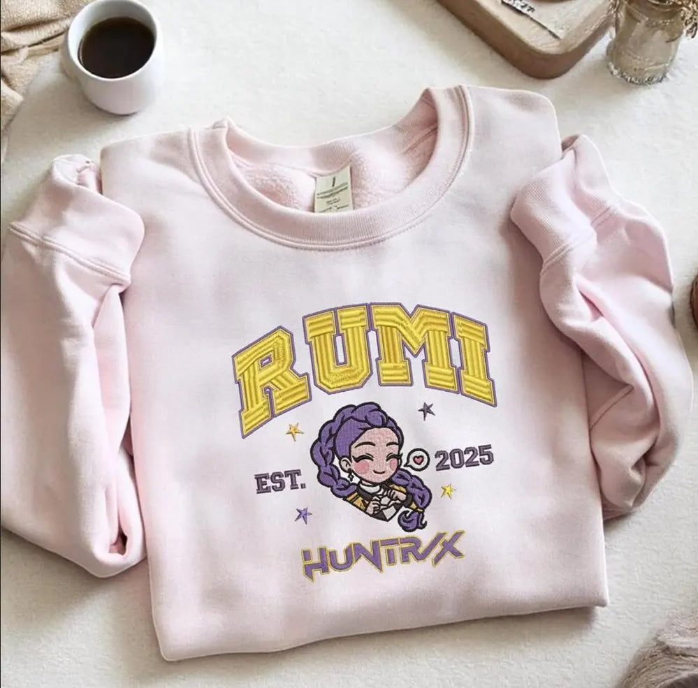 Embroidered KPOP Band Huntrix Sweatshirt, Derpy Tiger Demon Hunters Tee, Huntrix Fan Shirt, Funny Band Girls, Gift For Her