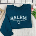 Embroidered Salem Massachusetts sweatshirt for spooky season