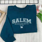 Embroidered Salem Massachusetts sweatshirt for spooky season