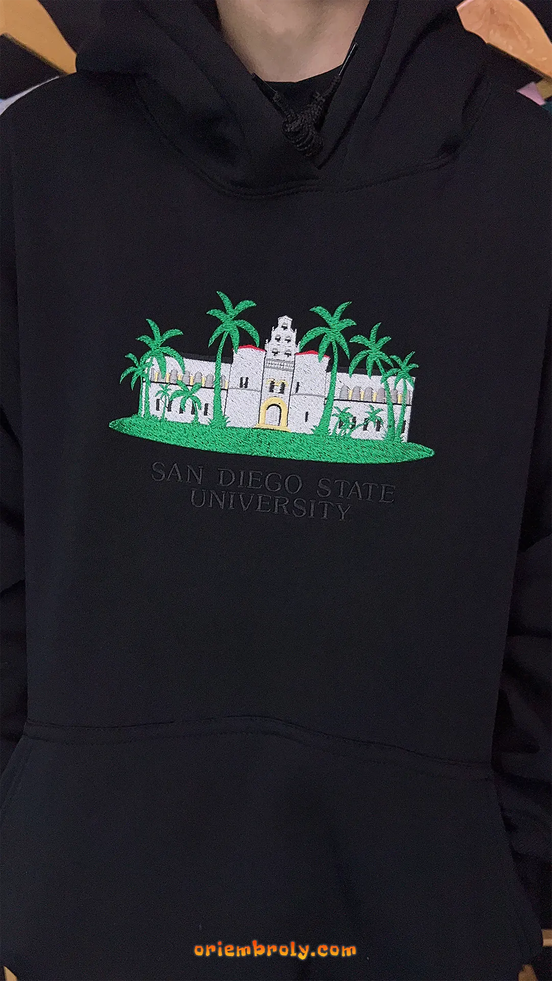 San Diego State University black embroidered hoodie