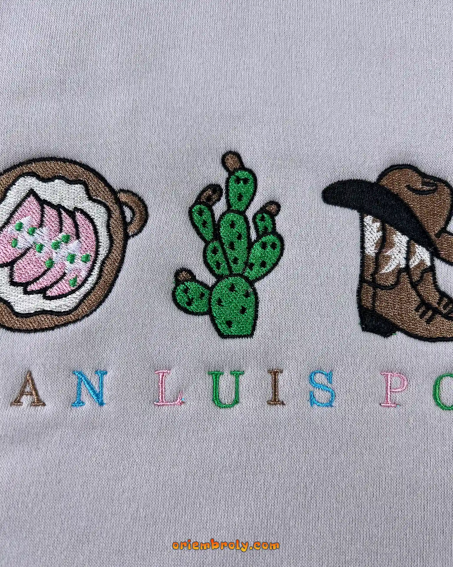 Colorful San Luis Potosí text embroidery sweatshirt