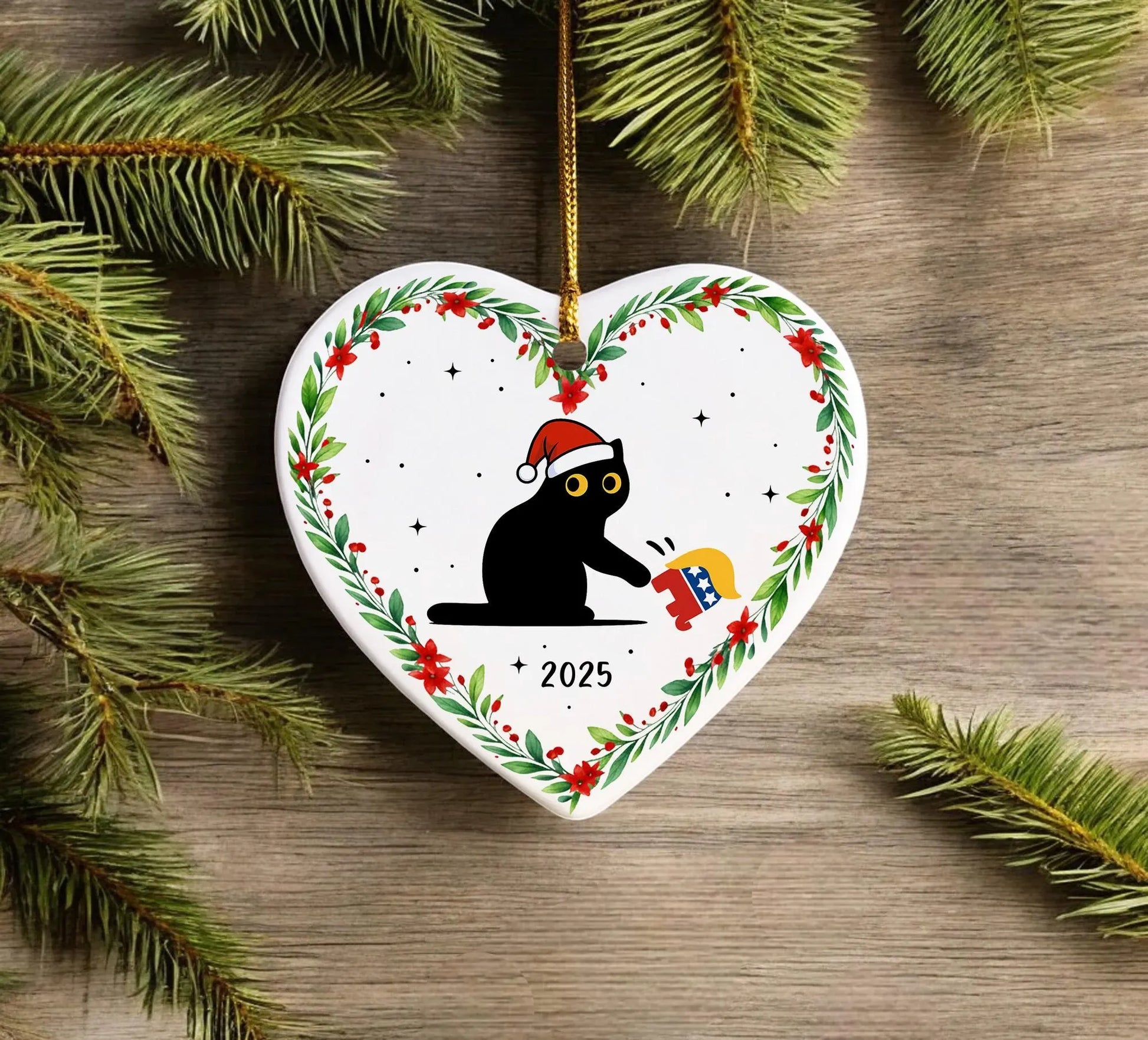 Grumpy cat political humor tree decoration