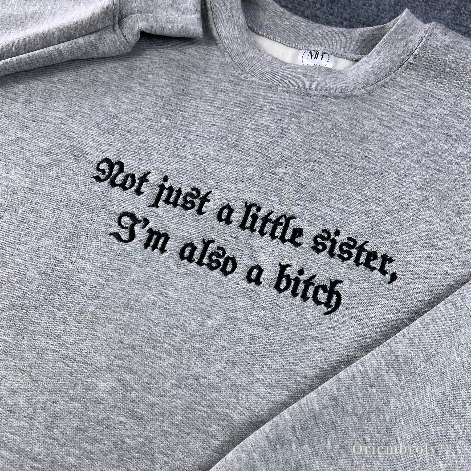 sarcastic quote sweatshirt gothic font embroidered design