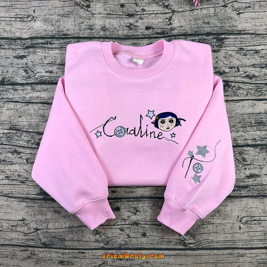Scary doll embroidered sweatshirt with spooky details