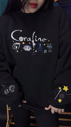 Scary Doll Halloween embroidered shirt with spooky 3D design for Halloween outfits