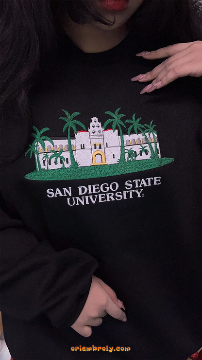 SDSU palm tree embroidered college crewneck