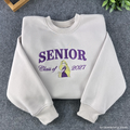 Senior Class of 2026 embroidered cream sweatshirt with fairytale princess design