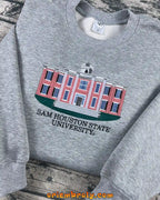 SHSU college crewneck with clean embroidery