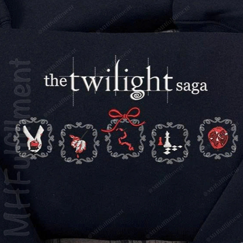 Twilight-inspired embroidered sweatshirt for cozy reading