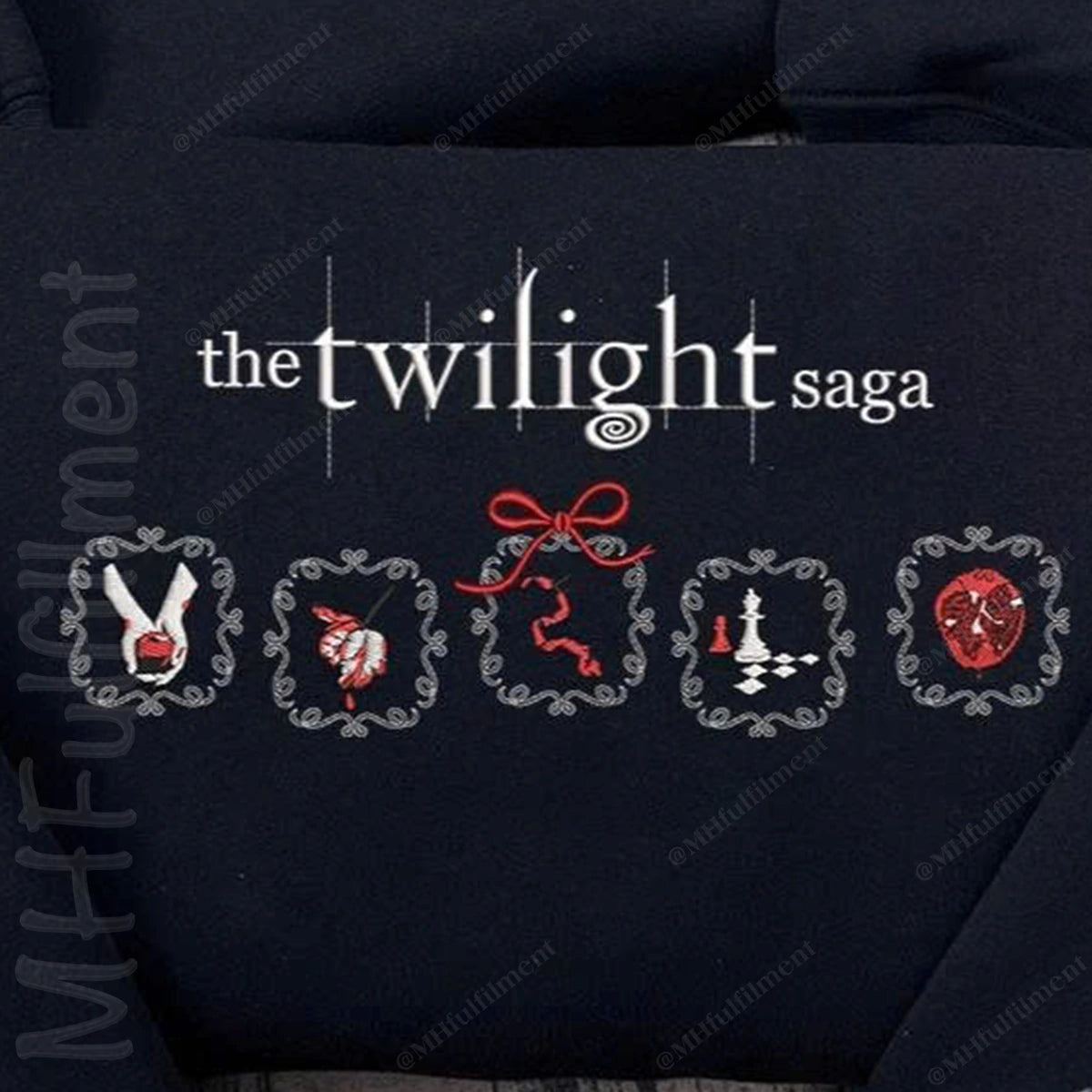 Twilight-inspired embroidered sweatshirt for cozy reading