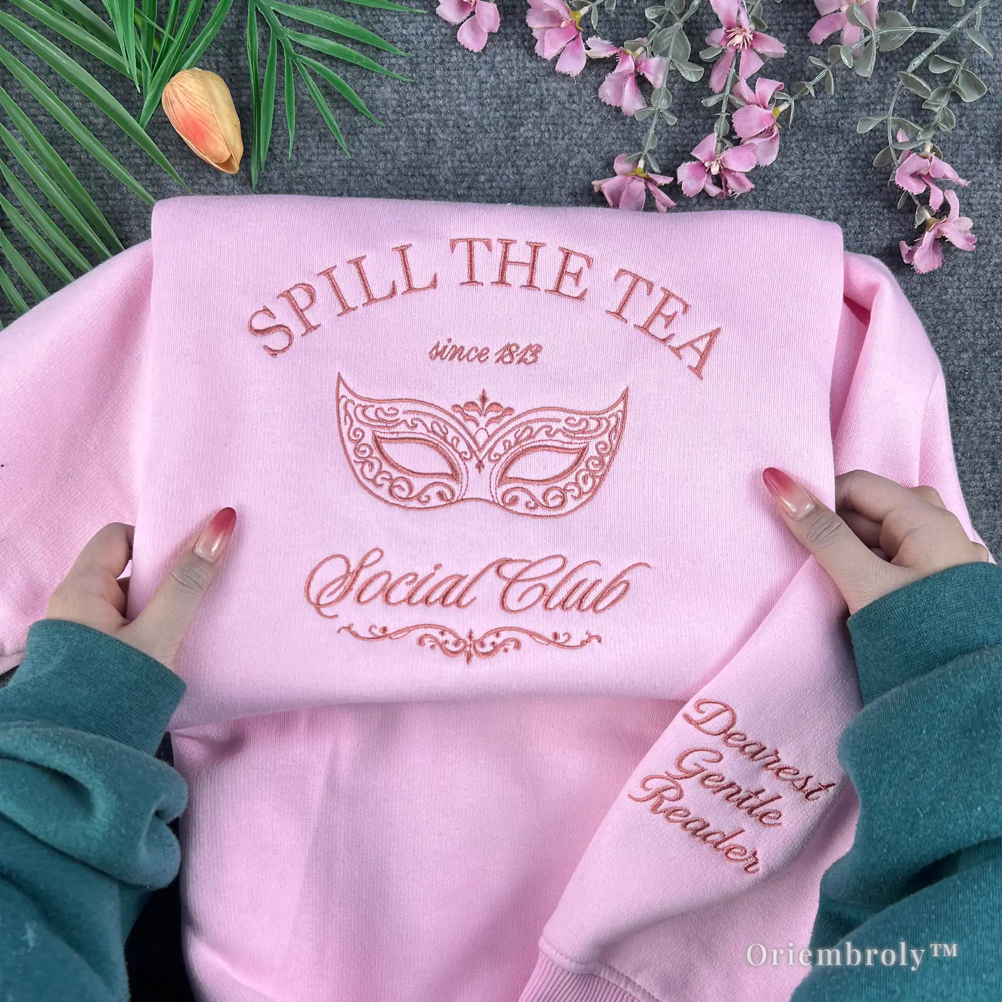spill the tea sweatshirt embroidered aesthetic crewneck