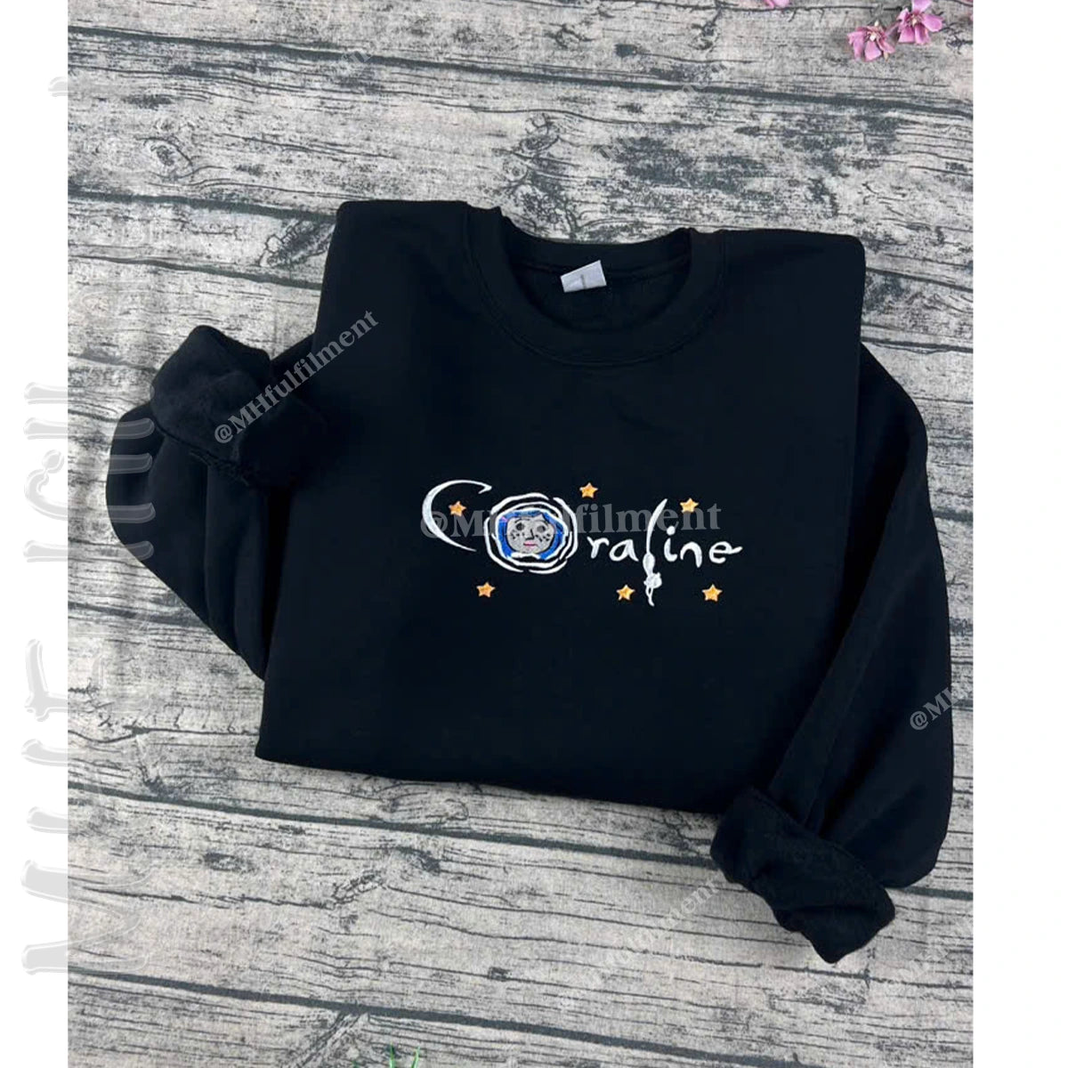 Aesthetic Coraline crewneck sweater, perfect for Halloween