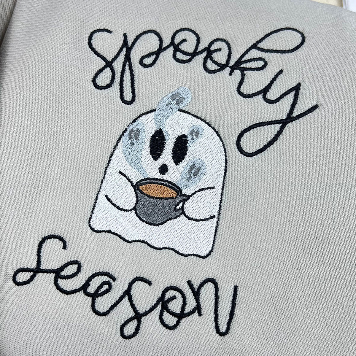 Ghost Embroidery Sweatshirt for Spooky Season