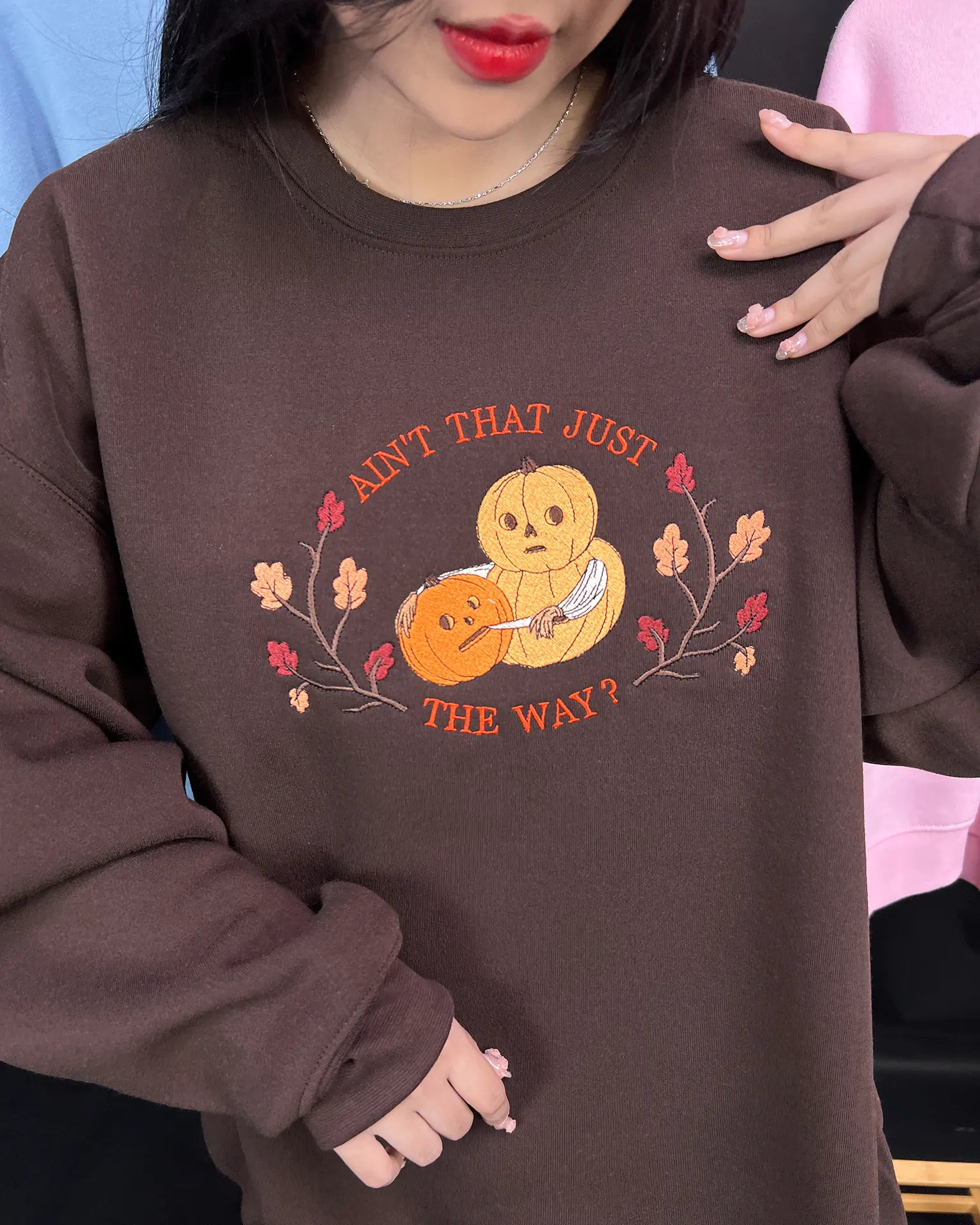 Spooky season Pottsfield Harvest Festival embroidered sweatshirt – cute fall autumn pumpkin shirt