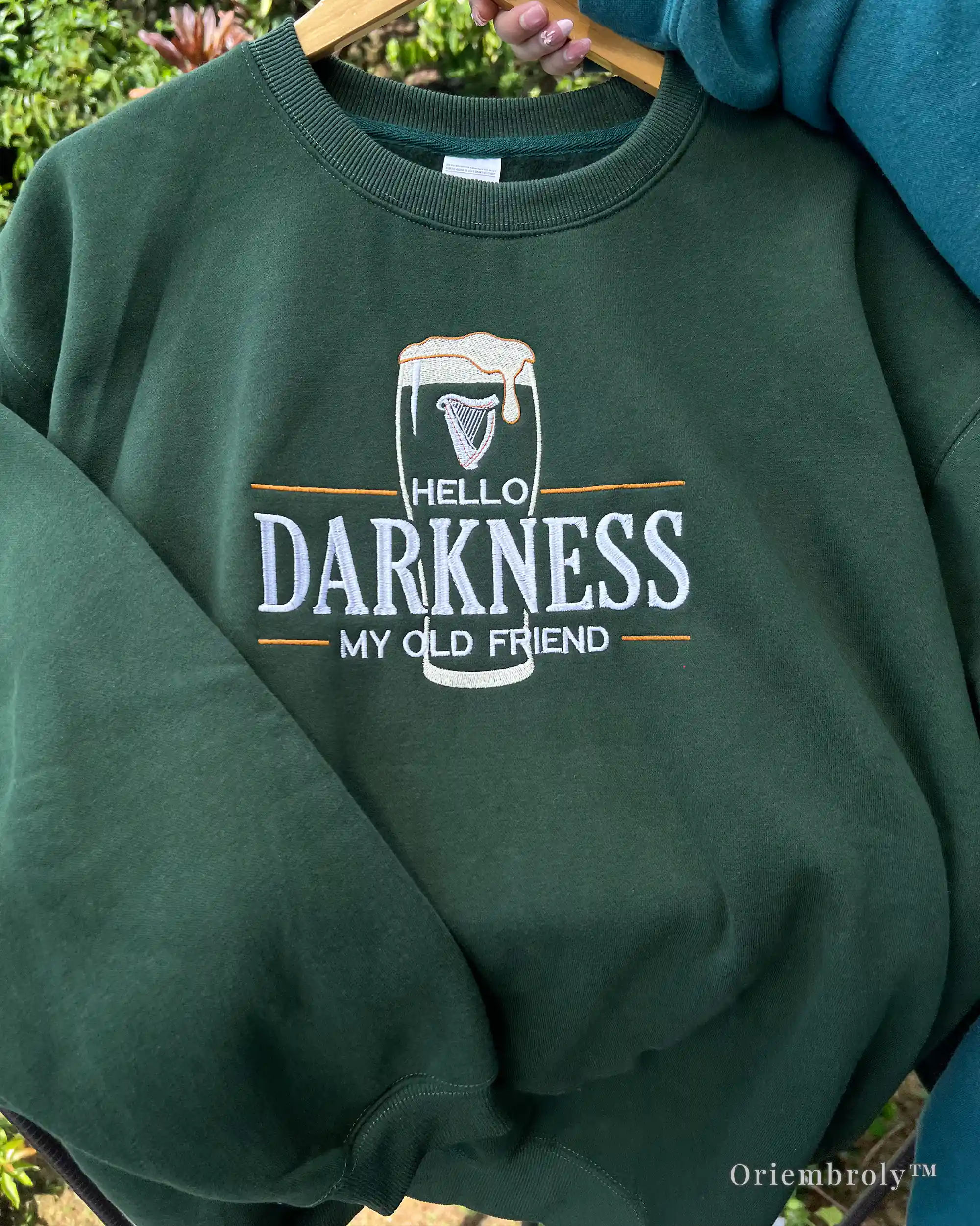 st patricks day funny beer embroidered crewneck