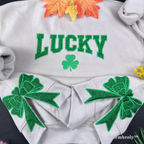 St. Patrick’s Day Lucky embroidered grey crewneck sweatshirt