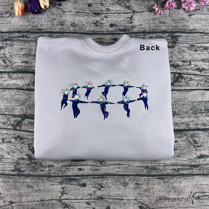star spirit circle embroidery design on back of sweatshirt