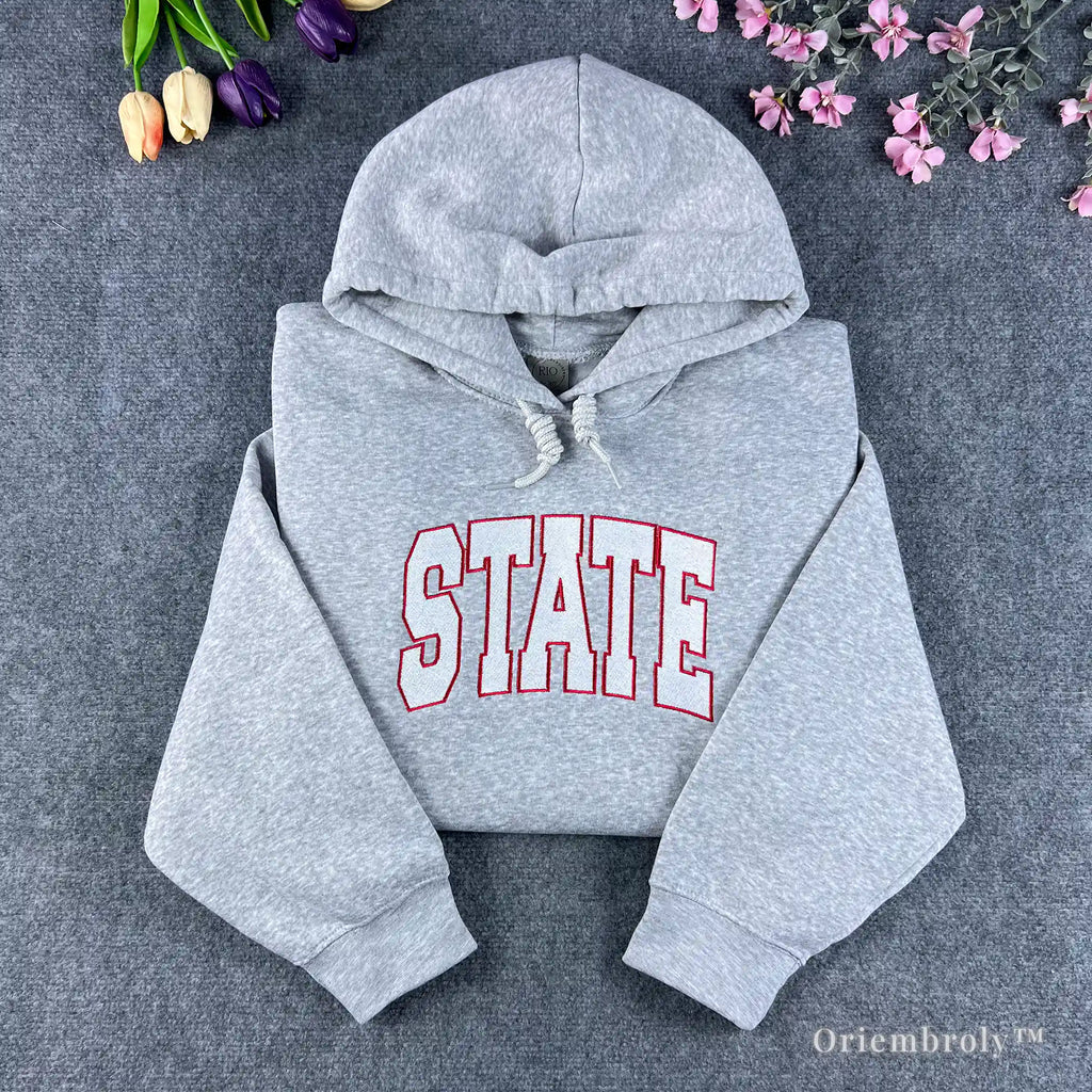 state university hoodie embroidered collegiate sweatshirt