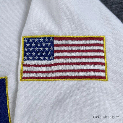 STEM-core fashion staple: white quarter-zip with science and space-themed embroidered patches. Popular choice for science teachers and university students in engineering fields