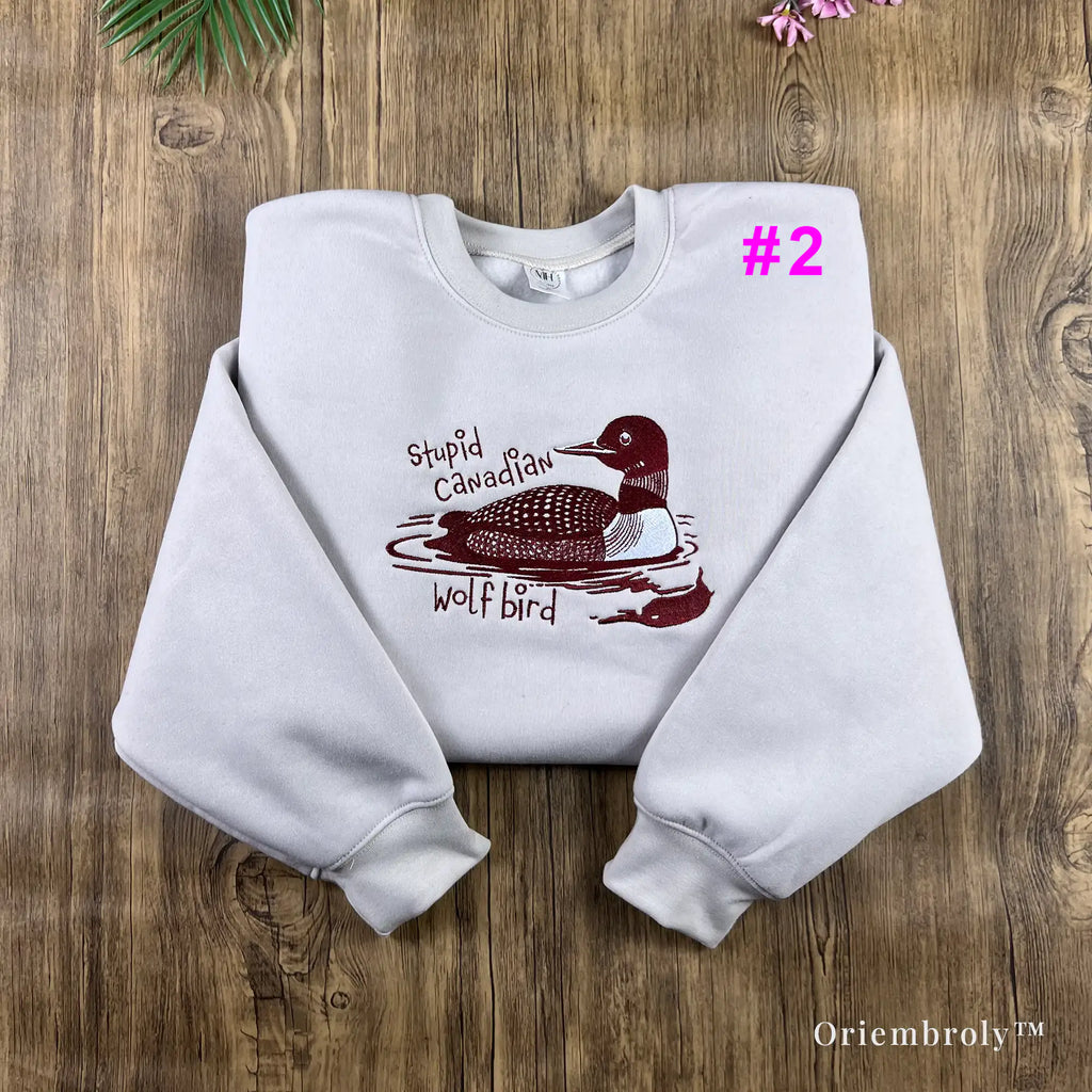 Stupid Canadian Wolf Bird Crewneck