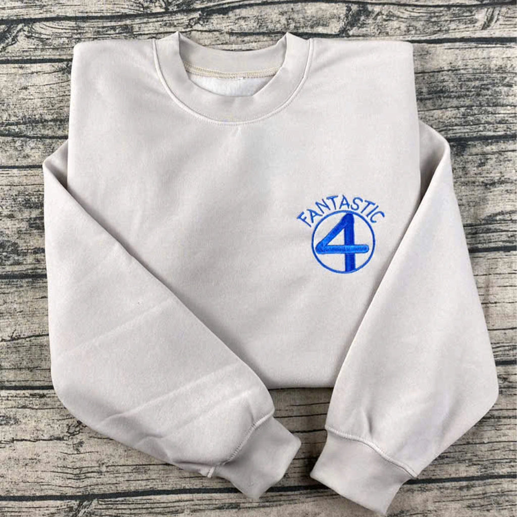 Embroidered Fantastic Four Sweatshirt – Marvel Superhero Reed Richards Crewneck | MCU Fan Shirt