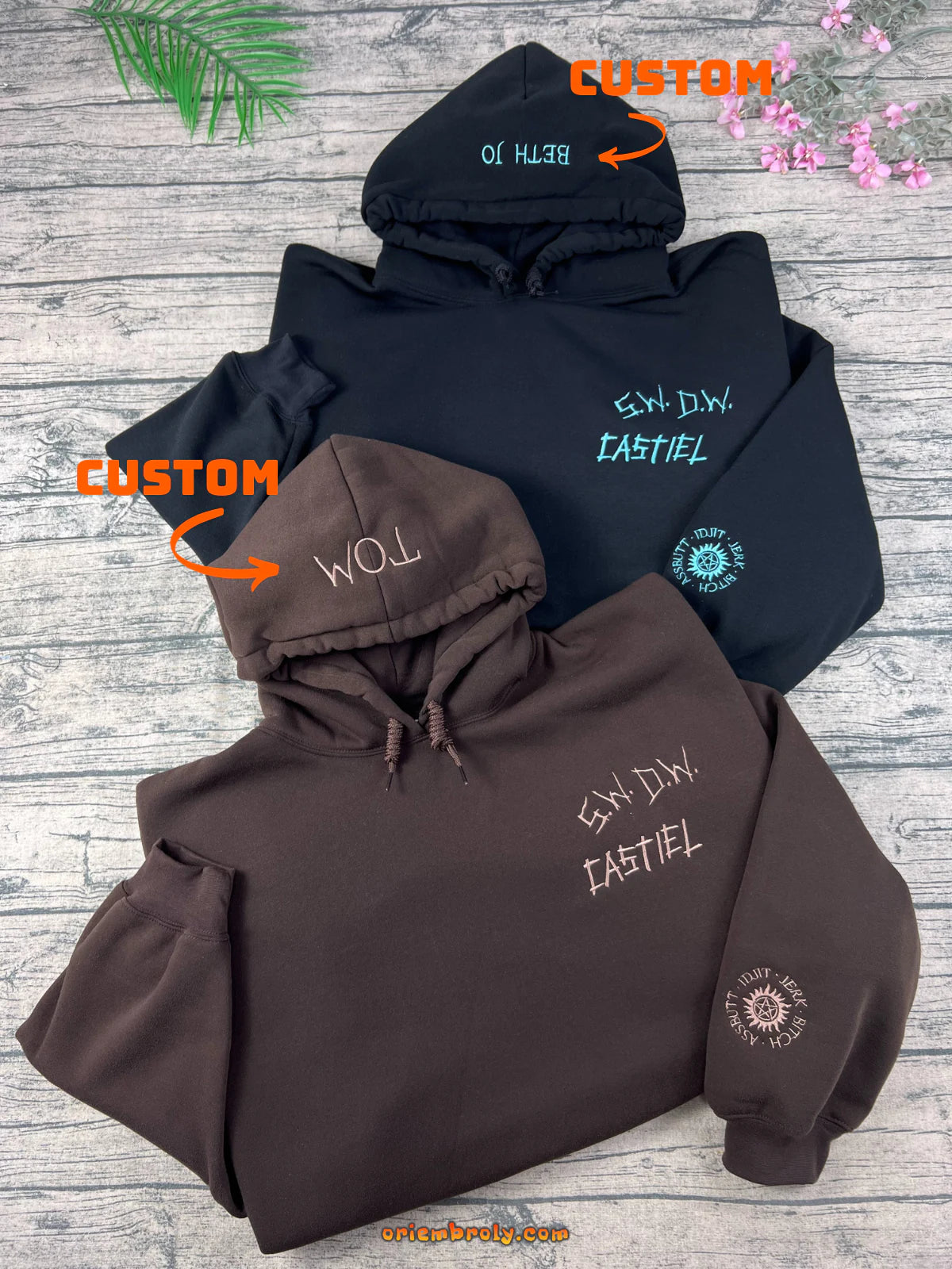 Supernatural Embroidered Sweatshirt – Dean, Sam, Castiel, Baby Car & Antipossession Symbol Hoodie – Fangirl Cosplay Jumper