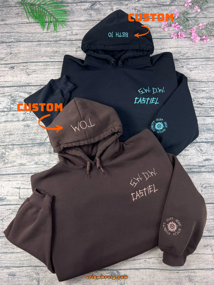Supernatural Embroidered Sweatshirt – Dean, Sam, Castiel, Baby Car & Antipossession Symbol Hoodie – Fangirl Cosplay Jumper